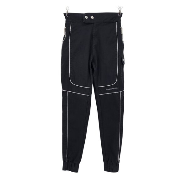 Maniere De Voir Relective Black Fitted High Rise Cargo Jogger Pants Womens 4 - Picture 1 of 12
